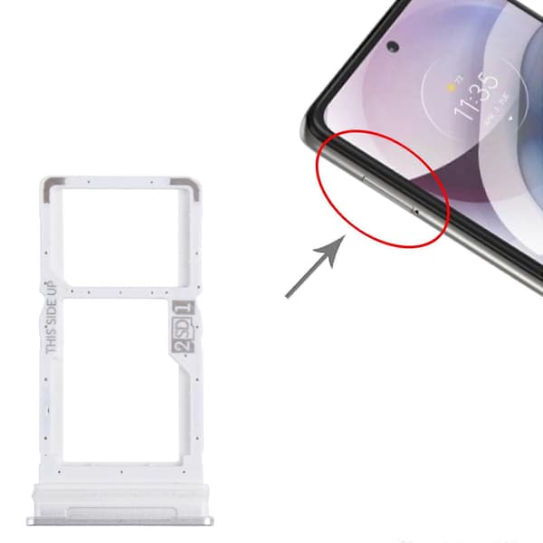 Til Motorola One 5G Ace SIM-kortbakke + Micro SD-kortbakke Silver
