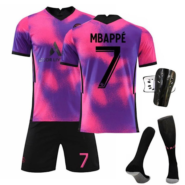 2021 Paris 3. Udebanetrøjesæt med Sokker og Beskyttelsesudstyr - Nr. 7 MBAPPEL# Nr.7 MBAPPE No.7 MBAPPE L码