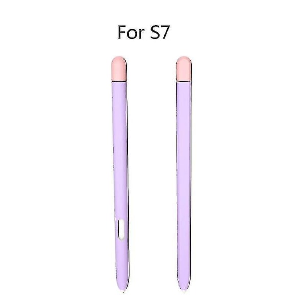 For nettbrett S6 / S7 S-penndeksel Cute Cartoon Tablet Silikon Touch Pen-deksel Purple S7