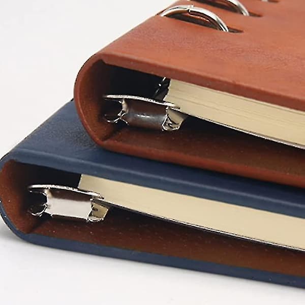 Læderindbundet Journal A5 Genopfyldelig Notesbog 6 Huller Ringbind Linjeret Notesbog Mørkeblå Notesbog Personlig Notesblok (h-3) Bedste Gave