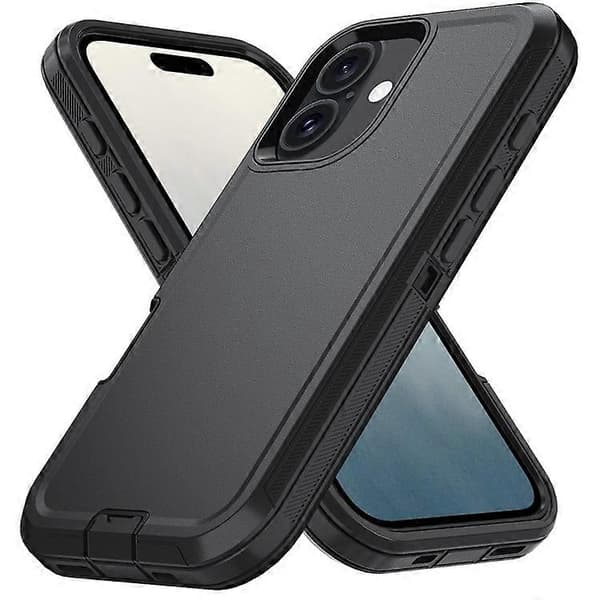 Kompatibel med iPhone 16 Plus-deksel avtakbart PC+TPU fallsikkert bakdeksel Black