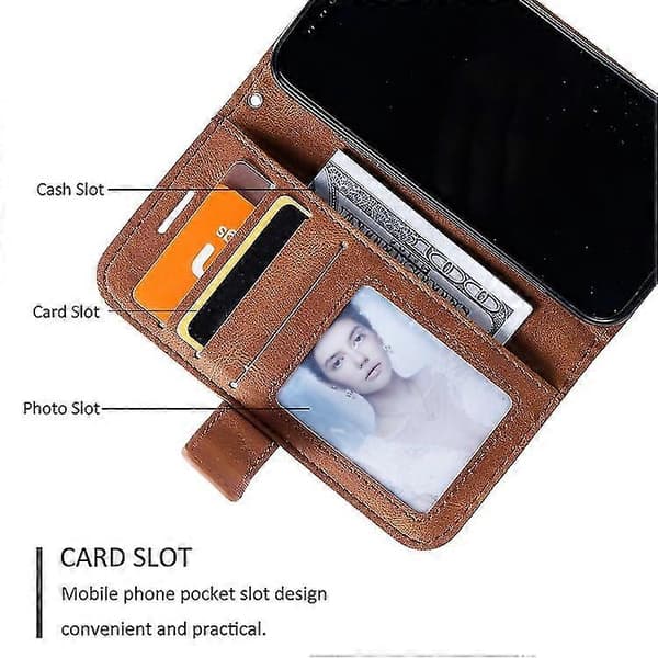 Compatible with Compatible iPhone 15 Skin Feel Splicing Leather Mobile Phone Case Brown Brown 15 Pro