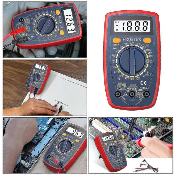 Proster 1999 LCD digitalt multimeter multitester testledning bakgrunnsbelysning diodetester CJY