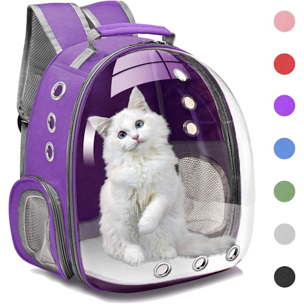 Katte Ryggsekk Bæreveske Skum Tote, Liten Hund Ryggsekk Bæreveske for Små og Mellomstore Hunder og Katter Purple