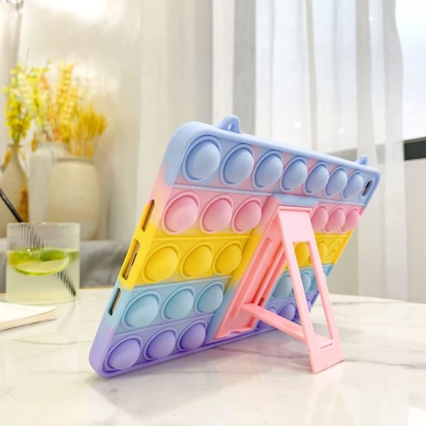 Push Pop Fidget Leksaker Fodral för iPad Air 2/Pro/iPad 6 9.7\" Stöttåligt Silikon med Vikbart Ställ och Snodd (iPad Air 2/Pro/iPad 6 9.7\") iPad Air 2/Pro/iPad 6 9.7"