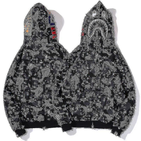 Luvtröja för herr Camo Loose Zipper Jacka Sweatershirt för män Boy-yky Starry Sky S