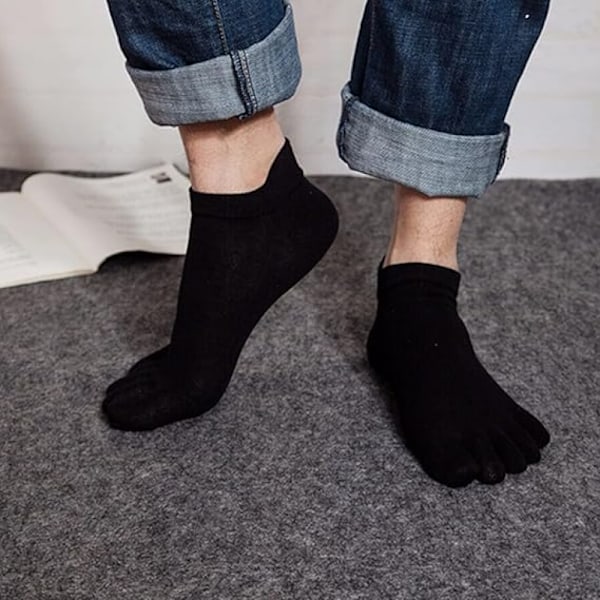 Par Svarta Black Toe Strumpor Osynliga Femtåstrumpor Löparstrumpor för Män Kvinnor