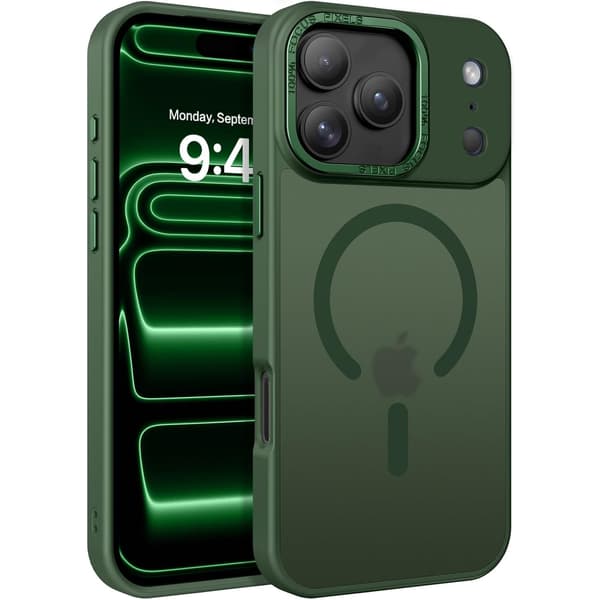 iPhone 17 Pro Max Case - Magsafe Frosted Case – Dark Green pink