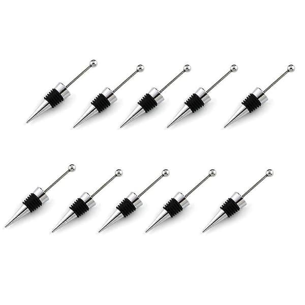 10 stk. Gadget Legg til en perle Rhinestone Lampwork Dekorativ Perle Vinflaskestopper Sinklegering Sølv Perleflaskestopper SilverBlack