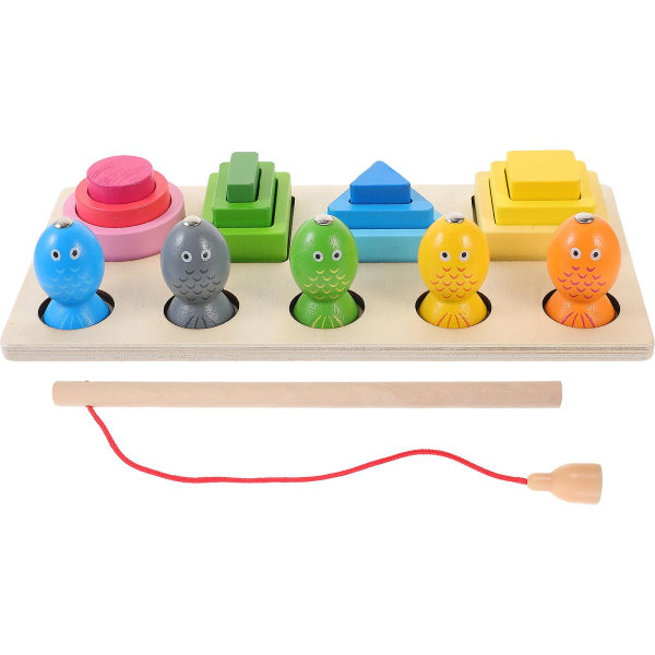 1 set trä geometrisk form matchande leksaker Sorteringsblock Leksak Intelligenta fiskeleksaker set för toddler