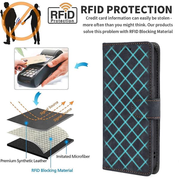 Til HTC U24 Pro 5G Etui RFID Blokerende Pung Læder Telefoncover med Rem Multicolor Style E
