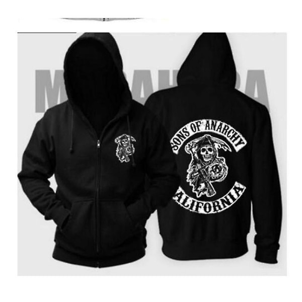 Sons Of Anarchy Hoodie Tv Soa Cosplay Festdräkt Kvinnor Män Dragkedja Jacka Kappa Mayans Sweatshirt Höst Vinterkläder Black XL(60-65kgs)