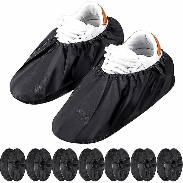 10 par Återanvändbara halkfria skoöverdrag Vattentäta stövelskydd Kompatibla mattskydd för hushållsbruk Maskintvättbar (svart)-n