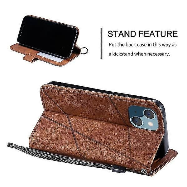Compatible with Compatible iPhone 15 Skin Feel Splicing Leather Mobile Phone Case Brown Brown 15 Pro