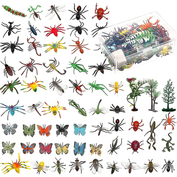 75 stykker Fake Bugs Toy Assorted Play Bugs Insektleker S Mini Insektleker Om Insekter Bugleker Med Stora Box For Ldre
