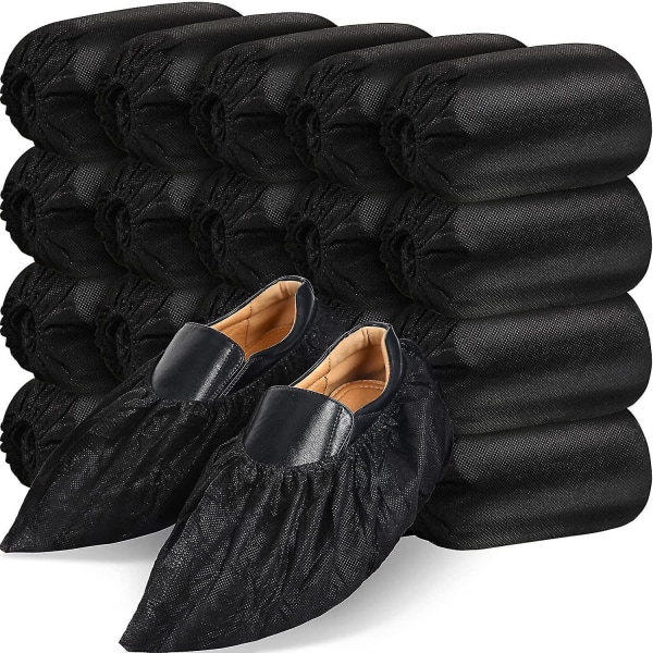 Althee 200 Pack kertakäyttöiset kengänsuojat mustat kertakäyttöiset saappaiden ja kengäntossujen suojat vedenpitävät luistavat