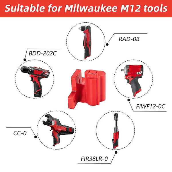 2 kpl työkaluja Poran kiinnitysteline, sopii M12 12V työkalutelineen telakointiripustimeen 6 ruuvilla (punainen)