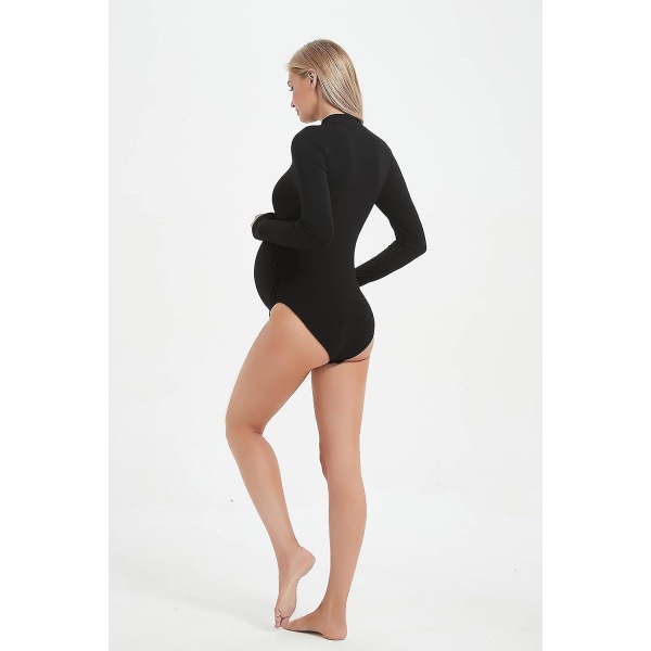 Gravidskjorta Mock Neck Långärmad Bodysuit för gravidfotografering en one size.