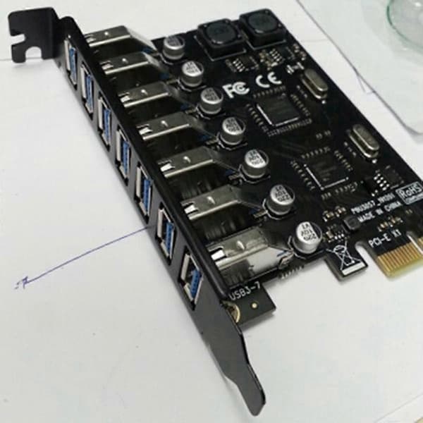 USB 3.0 PCI Express-adapter PCI E til 7 porter USB 3 utvidelseskort USB3 PCIe PCI-E X1-kontroller As shown