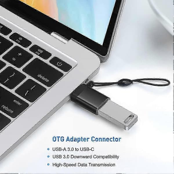 USB C til USB 3.0 Adapter 2-pak, USB-C til USB-A Hun OTG Adapter til MacBook, Galaxy, og mere, Sort