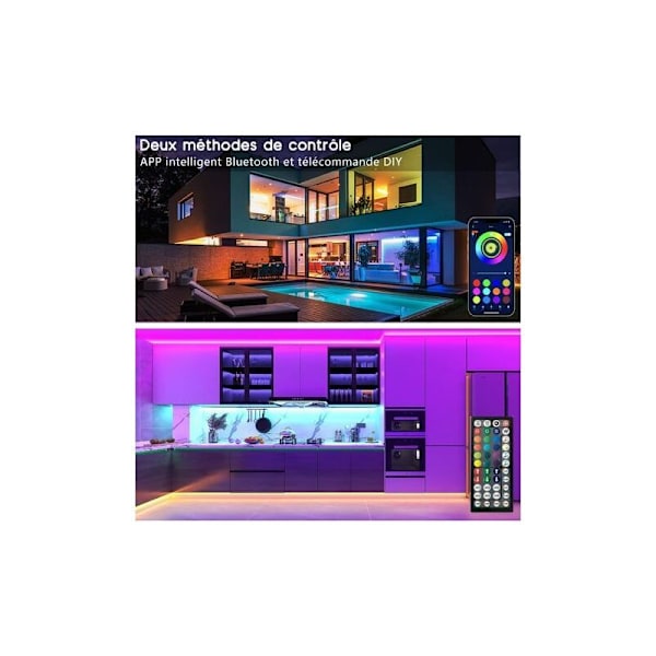 LED lysstripe 30 meter, LED soverom Bluetooth, APP fjernkontroll LED lysstripe, soverom LED [Energisparende klasse A+]