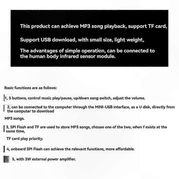 Gør-det-selv-afspiller med højttaler, programmerbart lydmodul til MP3 WAV-filer, tilpasselig spilledåsekomponent As Shown