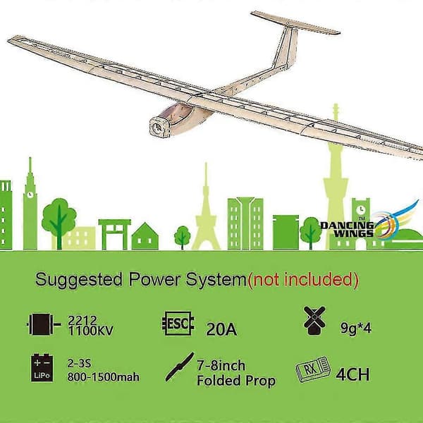 Dancing Wings Hobby F1501 Balsa Rc Fly Glider 1550mm Vingespenn Fly DIY ...