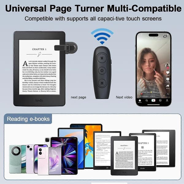 2025 Nyeste sidevender for Kindle Paperwhite Oasis Kobo E-leser, kamerafjernkontroll