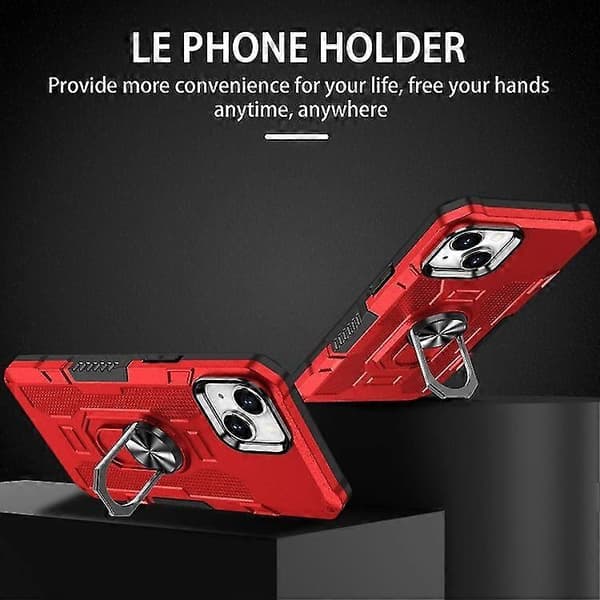 Compatible with Compatible iPhone 15 Ring Holder Armor Hybrid Cell Phone Case CJY Red Red 15 Plus