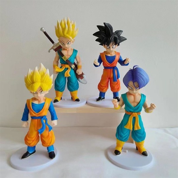 4st/ set Dragon Ball Z Action Figurleksaker Son Goku Trunks Collection Modell Ornament Barn Vuxna Anime Fans Presenter 2023