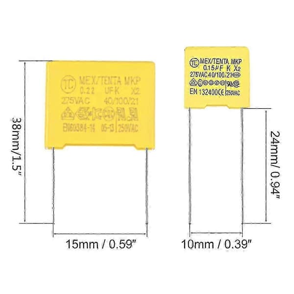 Säkerhetskondensator 0.68uf 275V X2-typ för kretskort 0.68