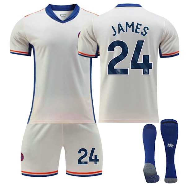 Chelsea Hjemme Fotballdrakt Barn 2024-2025 - Borte James Nr. 24 - Sokker 30 Nr. 24 - Sokker No. 24 - Socks 30