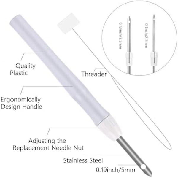 Punch Needle Sett, Teppe Tufting Sett, Justerbart Teppe Garn Punch Nål Tre For Brodering Floss