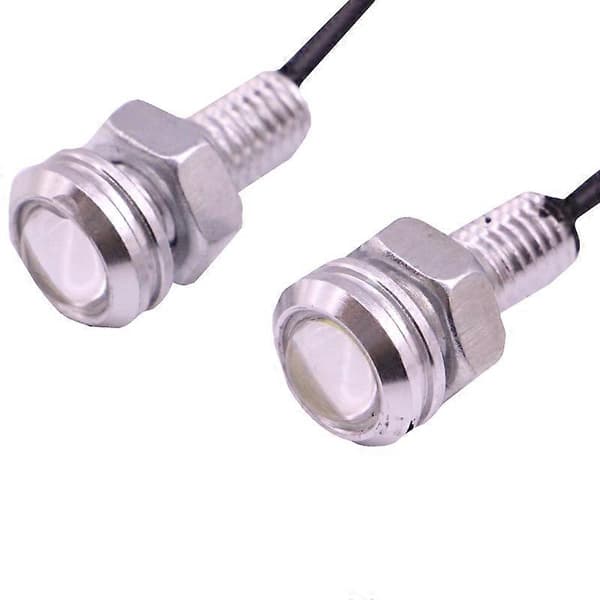 2 STK 2x 2W Vanntett Eagle Eye Lys Hvit LED-lys for Kjøretøy, Kabellengde: 60cm Silver