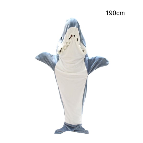 Shark Blanket Hettegenser Voksen - Shark Onesie Voksen Bærbart Teppe - Shark Blanket Super Myk Koselig Flanell Hettegenser Shark Sovepose 190cm