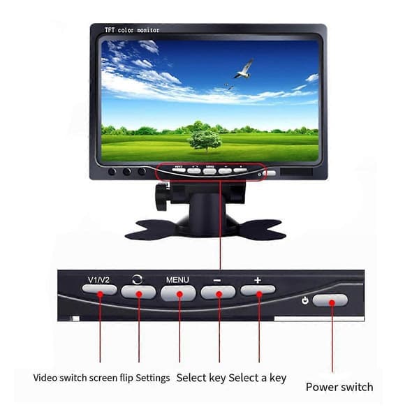7 tommer TFT LCD farve HD bakbillede display til bil lastbil CCTV desktop digital displayCJY Black