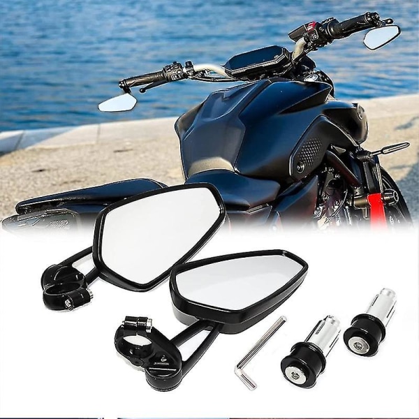 2st motorcykelspeglar passar för 78" 22mm stångände sidobackspegel Universal motorcykelcykelstyre backspeglar