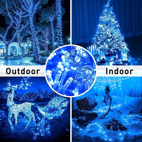 Varmhvite julelys for innendørs bruk, 10 meter 100 LED julelys Blue