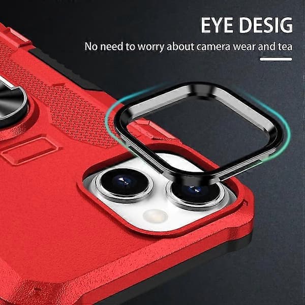 Compatible with Compatible iPhone 15 Ring Holder Armor Hybrid Cell Phone Case CJY Red Red 15 Plus