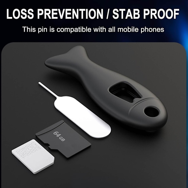 Anti-förlorad Kortsläpp Öppna Kortstift Skydd Multifunktionell Portabelt SIM-kortstift Mobiltelefon Black