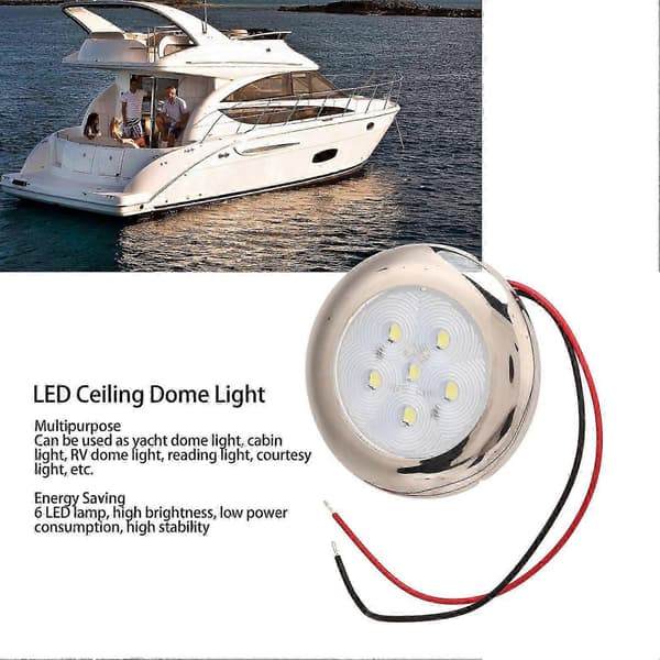 12V RV LED takkupolbelysning, vattentät, vit