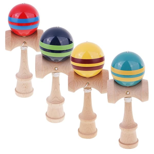 Kendama Stripes puinen pallonpyyntipeli puulelu Red Blue 18x7.2x6cm