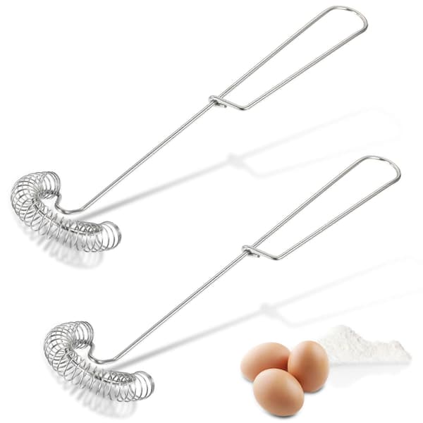 2 stk. eggvisp, uanstrengt spiral i rustfritt stål for enkel eggvisping, melkeskummer, eggerører