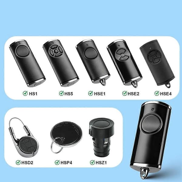 Handheld Garage Door Opener for Hörmann HSE1-868-BS, Gloss Black, 1-Button Function, for Hörmann HS1 HSE2 BiSecur