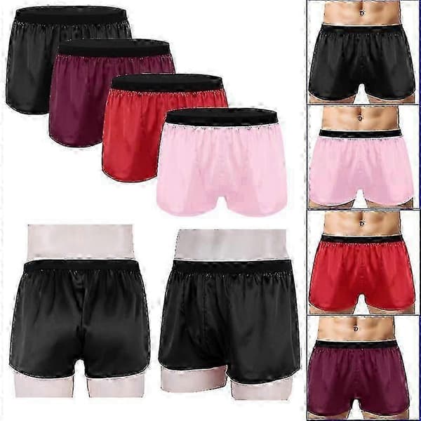 Bokserunderbukser og trunks i silkesatin til mænd - Basic undertøjsshorts størrelse CJY black M