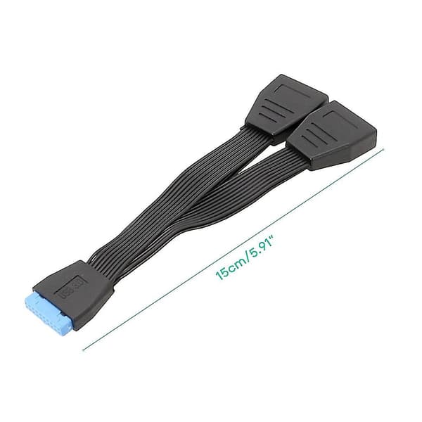 USB 3.0 19-bens Header 1 til 2 Splitter Bundkortkabel Ikke Mere Rod 15cm