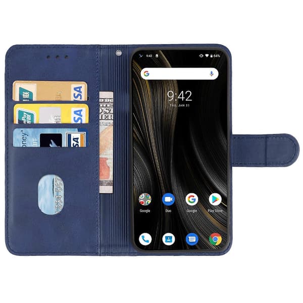 Læder telefoncover til UMIDIGI Power 3 (brun) Blue