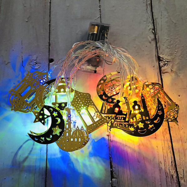 Eid Mubarak Element Håndlaget trådlysstreng 10 LED-lys Eid Ramadan islamsk batteriforsyning Innendørs hjemmefestdekor