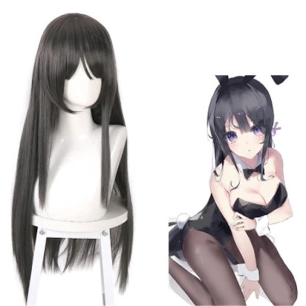 Puella Magi Madoka Magica Akemi Homura Cosplay Parykk Svart Lang