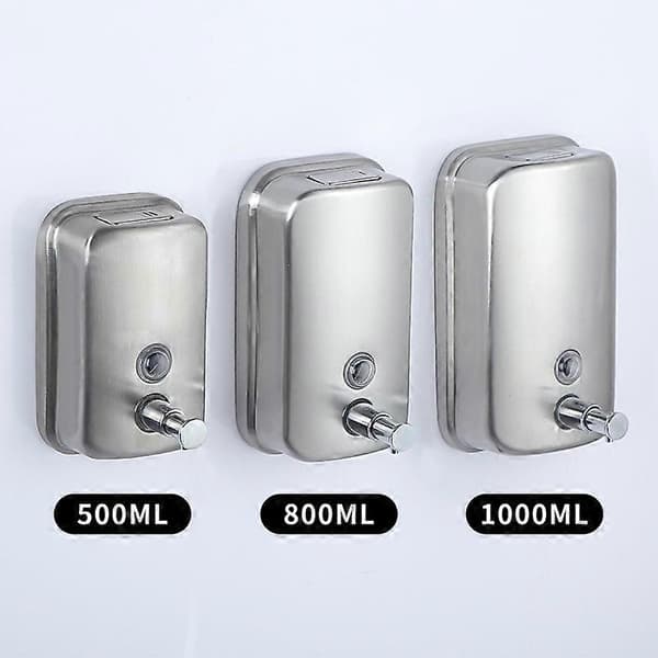 Silver Anti-vandal tvålautomat i rostfritt stål 500ml